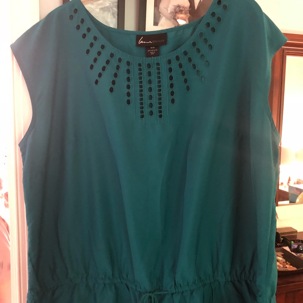 Lane Bryant 18/20 Teal Cutout Top with Peplum Hem